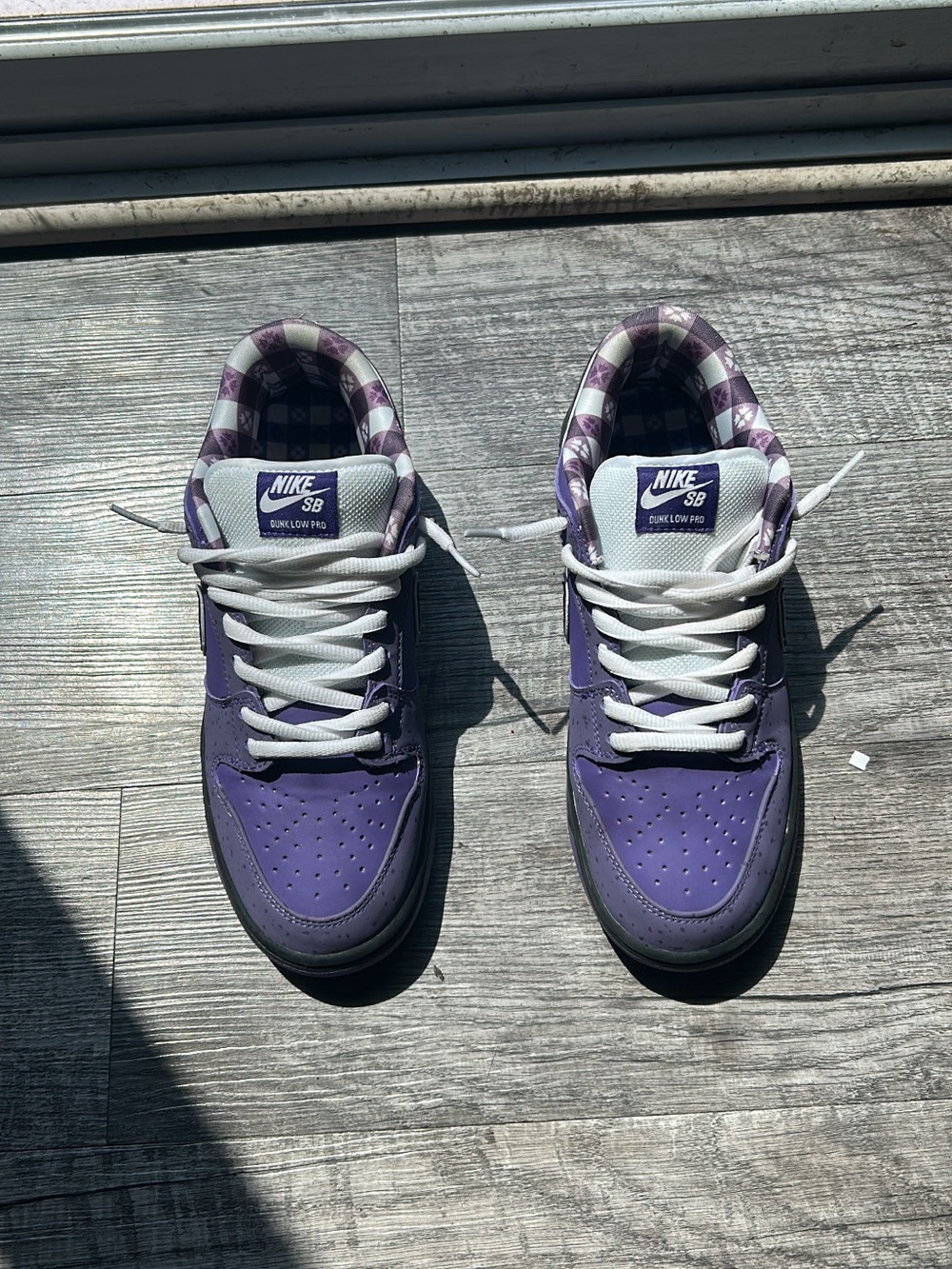 Nike Purple and White Checker Low-Top Sneakers